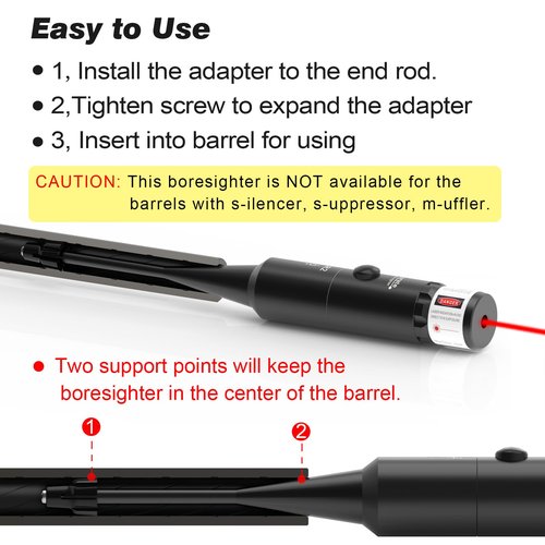 StrongTools Red BoreSighter 177 to 12GA Caliber Rifle Scope Handgun Hunting Red Dot Boresight Kit Press Switch Bore Sight 800mAh Battery