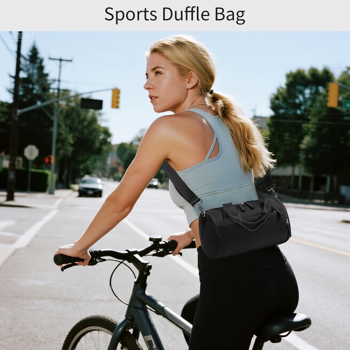 Mini Gym Bag for Women Girls Cute Small Duffle Bag 12'' with Multifunctional Pockets Workout Sport Bags Dance,Fitness,Yoga (Black)
