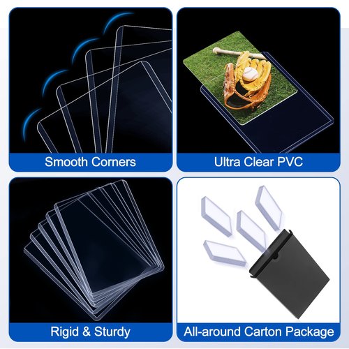 32 Count Topload Card Holder, Sooez 35PT Topload Card Protector, 3" x 4" Hard Plastic Card Sleeves, Baseball Card Protector, Rigid Toploading Card Case for Collectible Trading Sports Cards