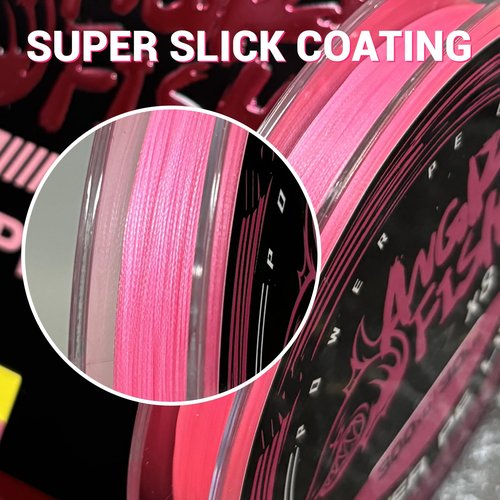 ANGRYFISH Pink PE Braided Fishing Line - High-Visibility to Anglers, Invisible to Fish - Ultra-Strong & Abrasion Resistant - Thinner Diameter for Longer Casts - Saltwater Freshwater Use(8LB/300Yds)