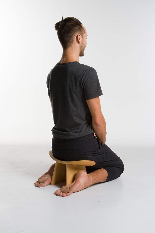 BLUECONY Meditation Bench IKUKO Basic, Preassembled Version, Wooden Kneeling Ergonomic Seiza - Solid Wood Natural, High Height (8" or 20 cm)