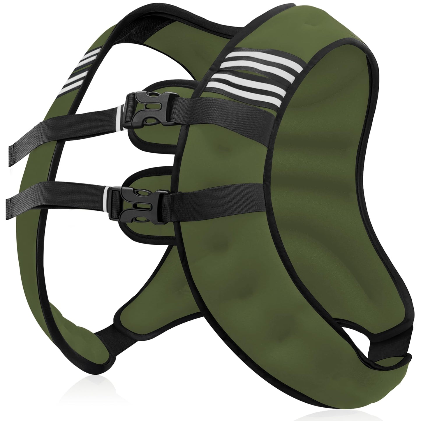 NATURELUX Weighted Vest with Reflective Stripe and Adjustable Buckle Straps, Army Green, 15 lbs