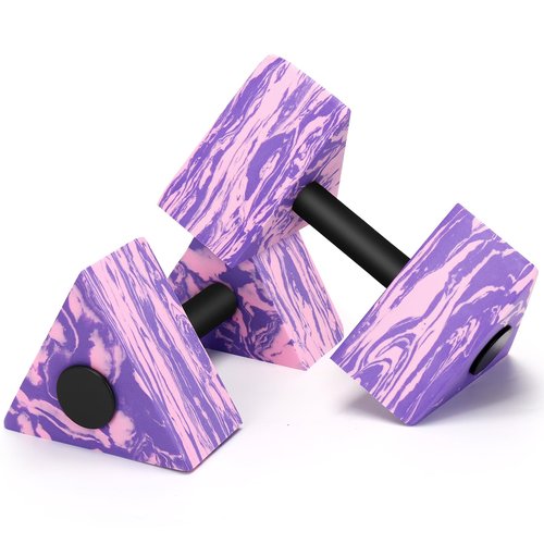 Camouflage Aquatic Dumbbells, Set of 2 Water Aerobic Exercise Foam Dumbbell Pool Resistance, Water Aqua Fitness Barbells Hand Bar Exercises Equipment for Weight Loss（Purple）