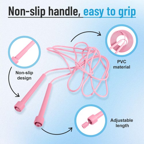 Vyndicca 10 Pack Jump Ropes for Kids, PVC Skipping Rope with Plastic Handles, Adjustable Jumping Ropes, Lightweight Speed Rope for Women Men Outdoor Fitness Exercise Training Racing, 5 Colors