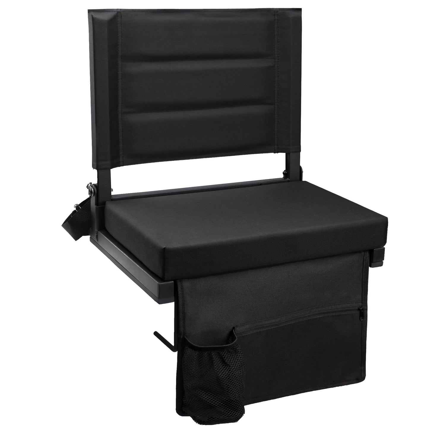 Maeytau Stadium Seats for Bleachers with Back Support, Portable Bleacher Seats with Thick Padded Cushion and Shoulder Strap, Wide Stadium Seat Chair Includes Hooks, Cup Holder and Side Pocket, 2-P