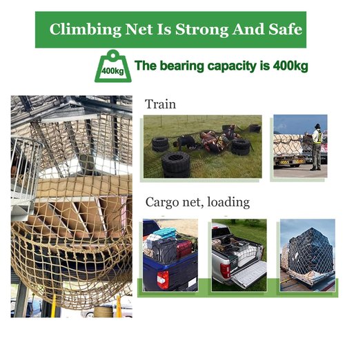 HSXMY Climbing Cargo Net for Adults and Kids Outdoor Heavy Duty Climbing Net Rope Ladder Playground Safety Net for Treehouse Accessories Stair Balcony Railing Protection Net,6.6x29.5ft