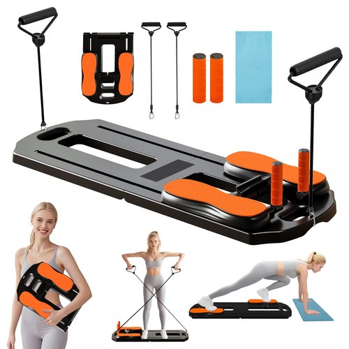 Pilates Board, Foldable Pilates Reformer Machinet with Phone Holder, 7-in-1 Multi-Purpose Portable Pilates Reformer Machine Home Pilates Kit for Home Workout, Fitness, Exercise