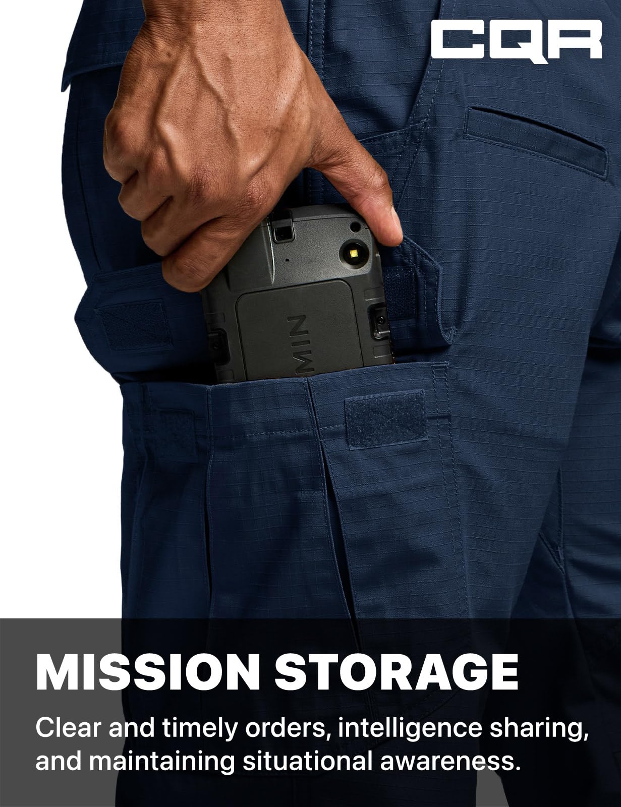 CQR Men's Tactical Pants, Water Resistant Ripstop Cargo Pants, Lightweight EDC Work Hiking Pants, Outdoor Apparel, Raider Midnight Blue, 38W x 32L