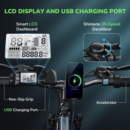 35-Speed Electric Bike for Adults 750W 26" Tire Commuting Electric Mountain Bike 20MPH Range 55+ Miles 374.4Wh Removable Battery Front Fork Suspension Fenders Lightweight Electric Bicycle,Blue