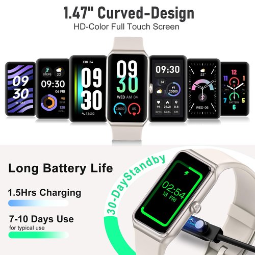 Fitness Tracker with 24/7 Heart Rate,Blood Pressure Sleep Tracking,104 Sports Modes Calories Smart Watch,IP68 Waterproof Step Counter Activity Trackers Pedometer for Android&iPhone Women Men (Beige)