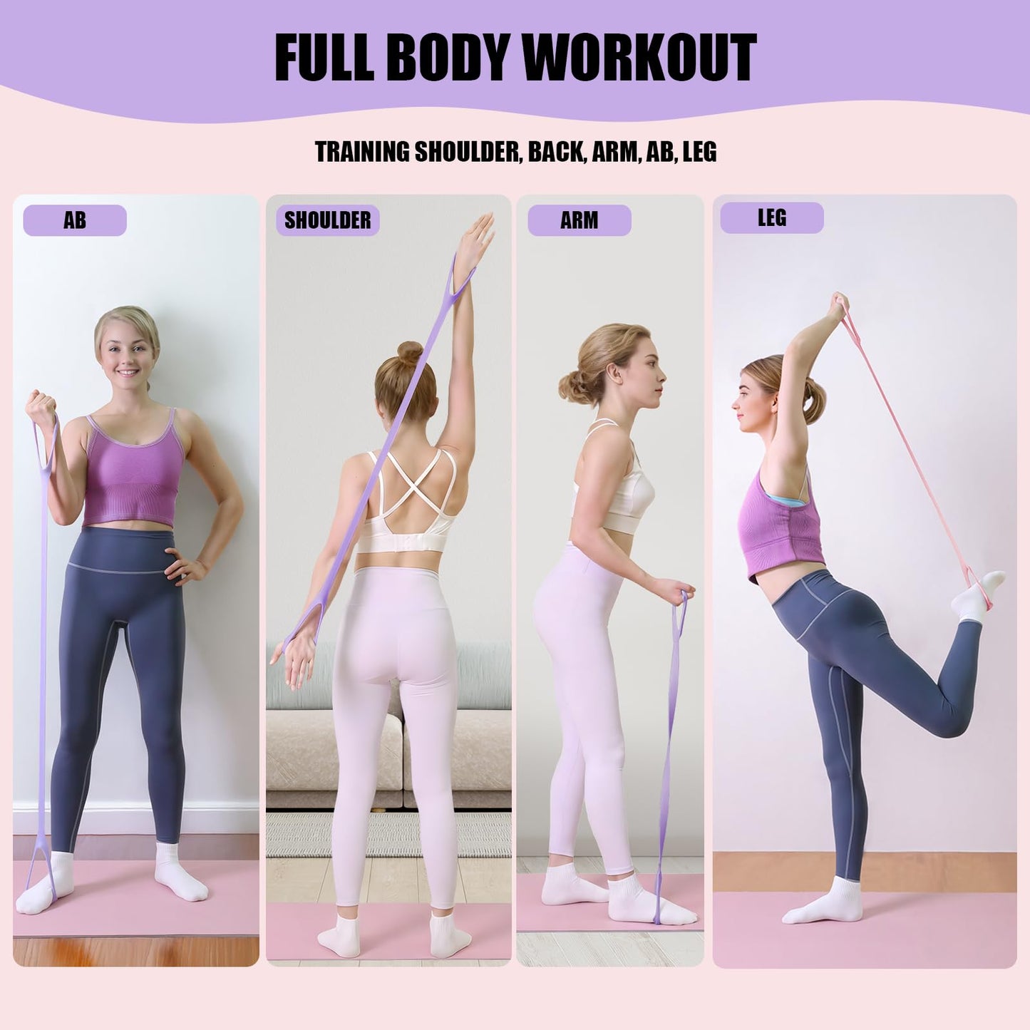 TREKONPEAK Figure 8 Resistance Bands Set,Silicone Stretch Bands for Women