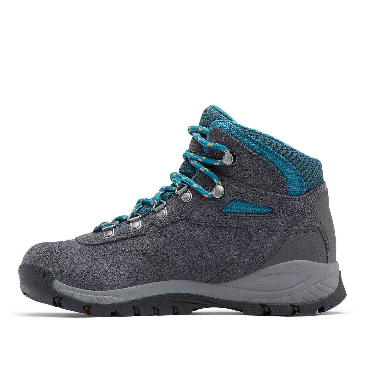 Columbia Womens Newton Ridge Plus Waterproof Amped, Shark/River Blue, 9.5 Wide