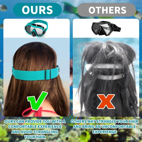Swimming Goggles Scuba Snorkeling Mask for Adults, Adjustable Elastic Knitted Strap Swim Goggles, Tempered Glass with Panoramic Scuba Snorkel Diving Mask for Adults