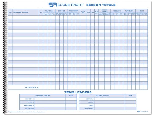 Score It Right Basketball Scorebook – 16-Player Men’s and Women’s Basketball Score Keeping Book – Basketball Game Score Book for Individual and Team Stats – 9.25 x 12-inch Hardcover Book