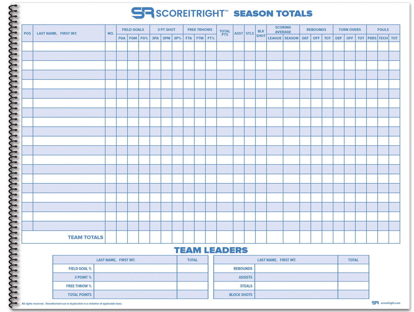 Score It Right Basketball Scorebook – 16-Player Men’s and Women’s Basketball Score Keeping Book – Basketball Game Score Book for Individual and Team Stats – 9.25 x 12-inch Hardcover Book