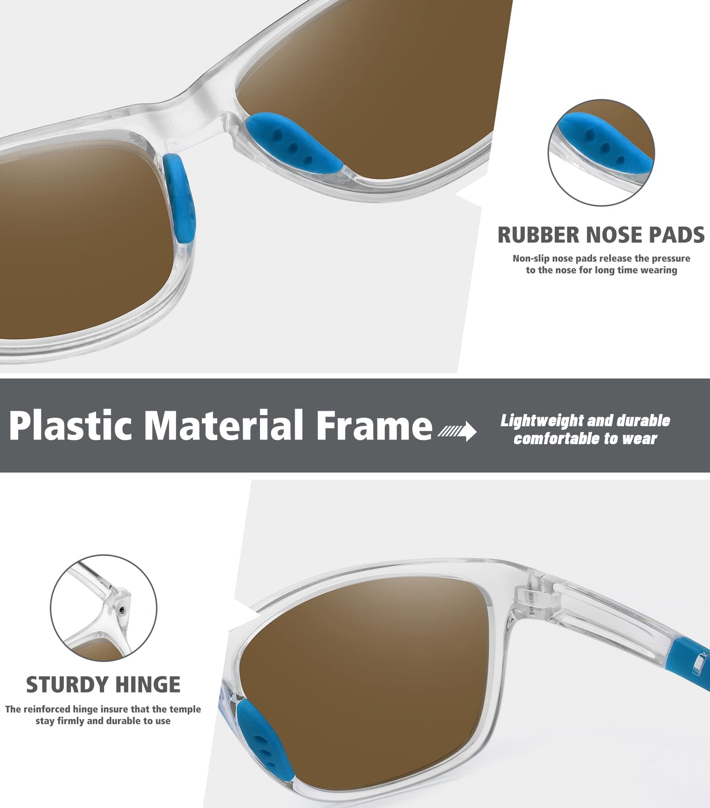 MEETSUN Polarized Sports Sunglasses for Women Men Driving Running Cycling Fishing Sun Glasses UV400 Protection Transparent Frame-Blue Mirror Lens