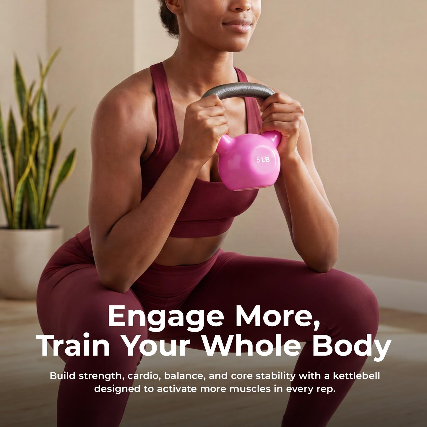 Sunny Health & Fitness Sunny Vinyl Coated Kettlebell (5-Pound)