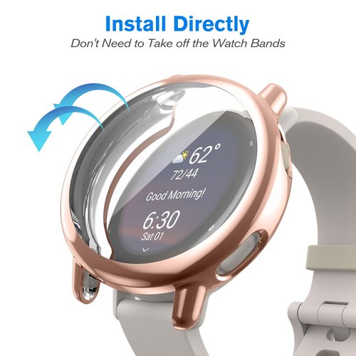 Fintie 3 Packs Screen Protector Case Compatible with Garmin Vivoactive 5, Soft TPU Plated Bumper Full Cover Protective Cases Scratch-Proof, Black/Rose Gold/Clear