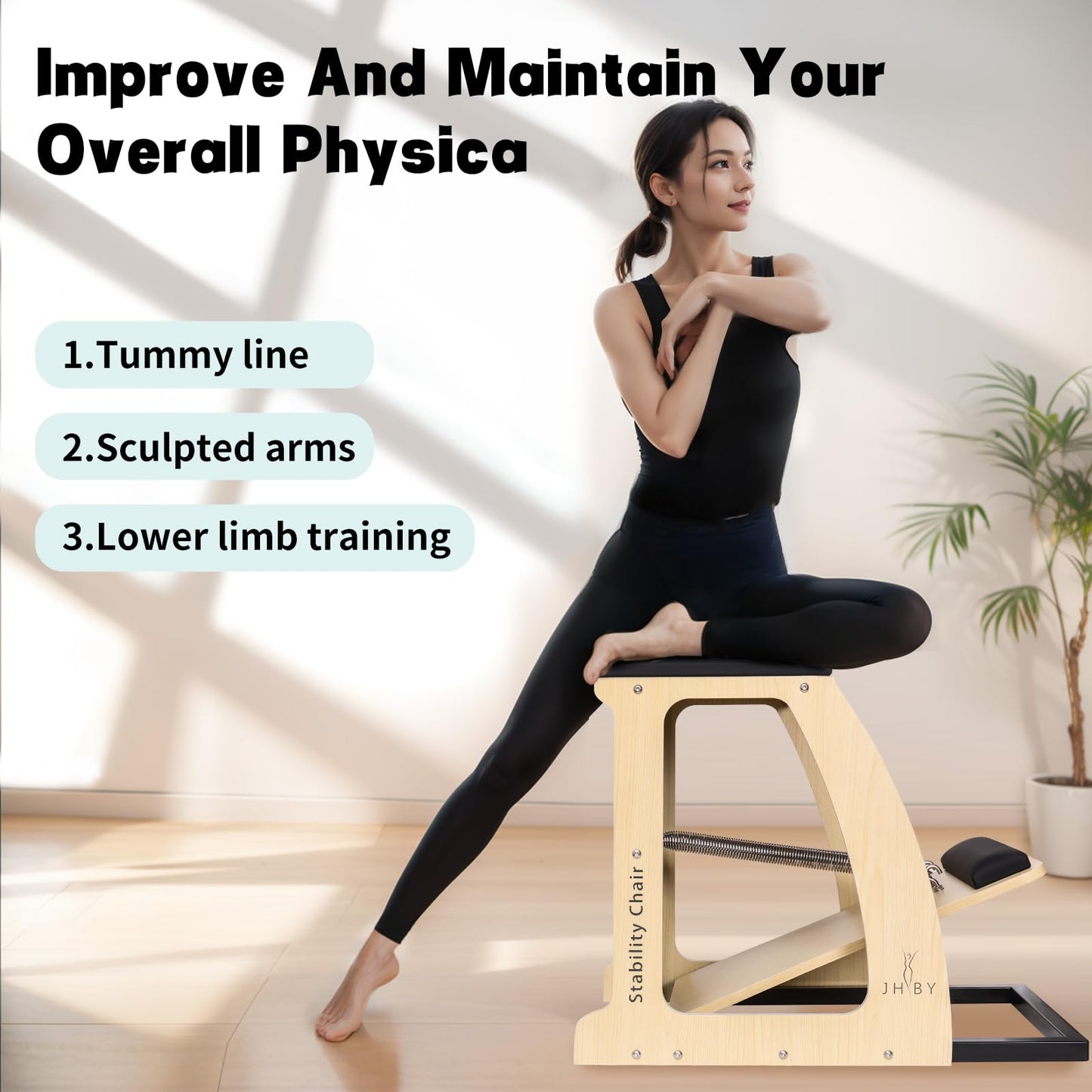JHBYBMG Pilates Chair, Pilates Chair for Home Workouts, Sturdy Metal Frame, Pilates Stability Chair, Yoga Fitness Trainer,