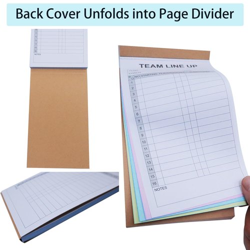 IWIZPRINT 2-Pack Baseball/Softball Lineup Cards, 30 Games per Book(Total 60 Sheets),16 Player Roster Lineup Sheet, 4-Part Carbonless