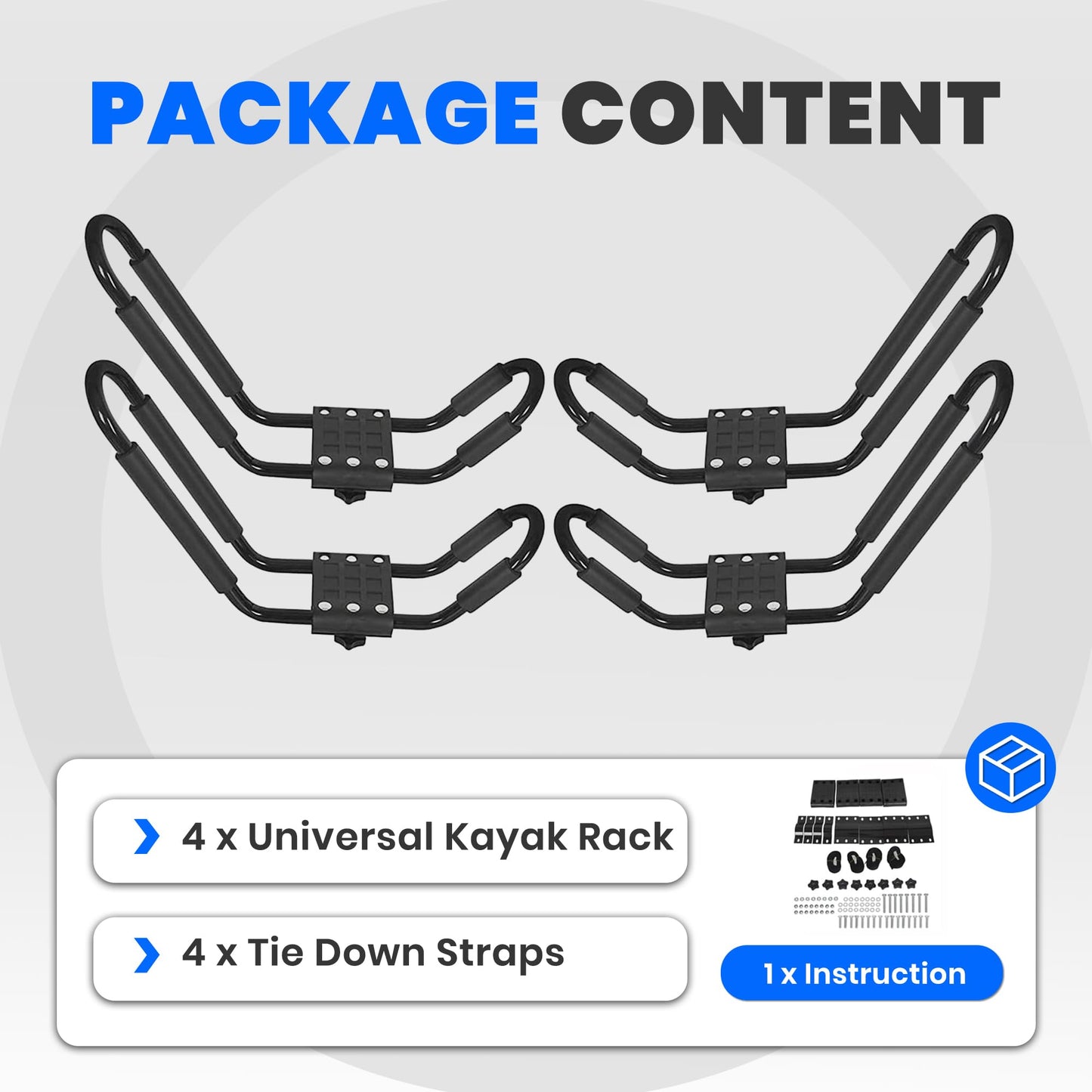 HECASA Universal J-Bar Rack Kayak Roof Rack Top Mount Crossbar Carrier Canoe SUP Surfboard Ski Board Top Mount Crossbar Car SUV Truck 2 Pair