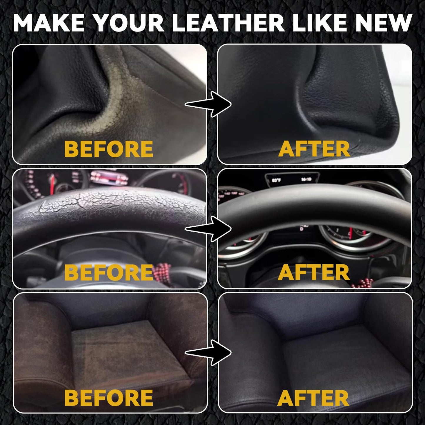 Black Leather Repair Kit for Furniture, Leather Seat Repair Kit for Cars, Easily Restore Car Interior, Sofa, Purse and Jacket, Restore Any Material with Super Easy Instructions