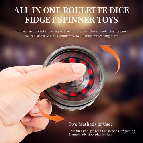 Froggod Roulette Dice Spinner – 1pc Metal DND Spinner with 3D Relief | Mechanical DND Dice – Dungeons and Dragons Gifts(D20 Black Red Blue)