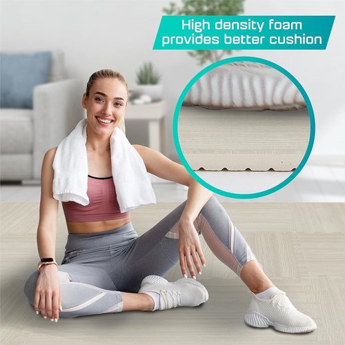 Yes4All EVA Interlocking Mats, Puzzle Floor Tiles, Foam Floor Padding with Border for Furniture, Home Space, Living Room, Garage 11,22,32 SQFT