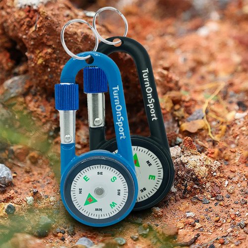 Carabiner Clip On Compass Hiking - Compact Compass Keychain Backpacks | Small Pocket Magnetic Compass Keychain for Kids - Hiking Compass Twist Lock | Keyring Keychains Outdoor Survival Camping 2 pcs
