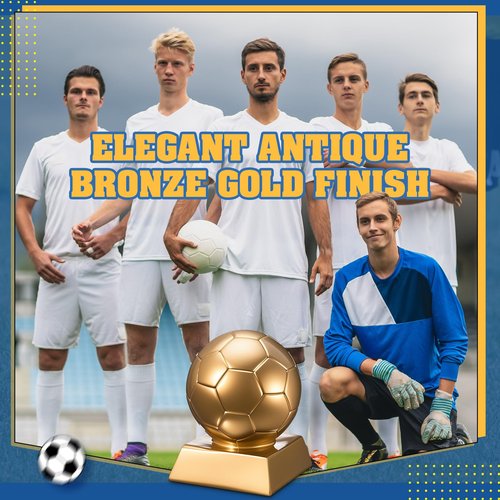 Liliaafar 4 Inch Soccer Trophy Award Antique Bronze Gold - Resin Soccer Medals Collectible for Sports Achievements, Office Desk Decor, Trophy Case Display, Trapezoidal Base(Bronze Golden)