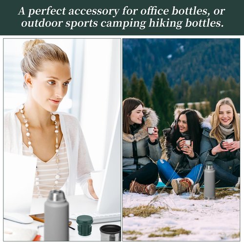 Replacement Stopper Compatible with Stanley Thermos Classic, Vacuum Insulated Wide Mouth 1.1 QT and 2 QT Water Bottle Lid Part Accessories, Leak-Proof (Green)