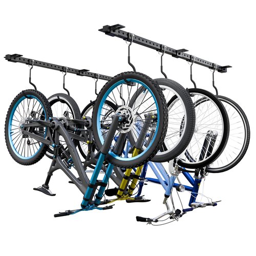 LXVOOEE Bike Ceiling Mount for Garage with 8Pcs Adjustable Rubber Coated Bike Hooks, Ceiling Bike Hangers for Garage Bike Rack Indoor Bicyle Storage Rack, Holds Up to 704lbs for 4-8 Bikes