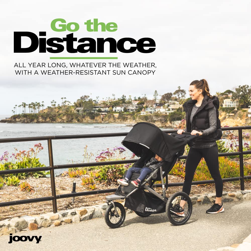 Joovy Zoom360 Ultralight Jogging Stroller Featuring High Child Seat, Shock-Absorbing Suspension, Extra-Large Air-Filled Tires, Parent Organizer, Air Pump, and Easy One-Hand Fold (Red)