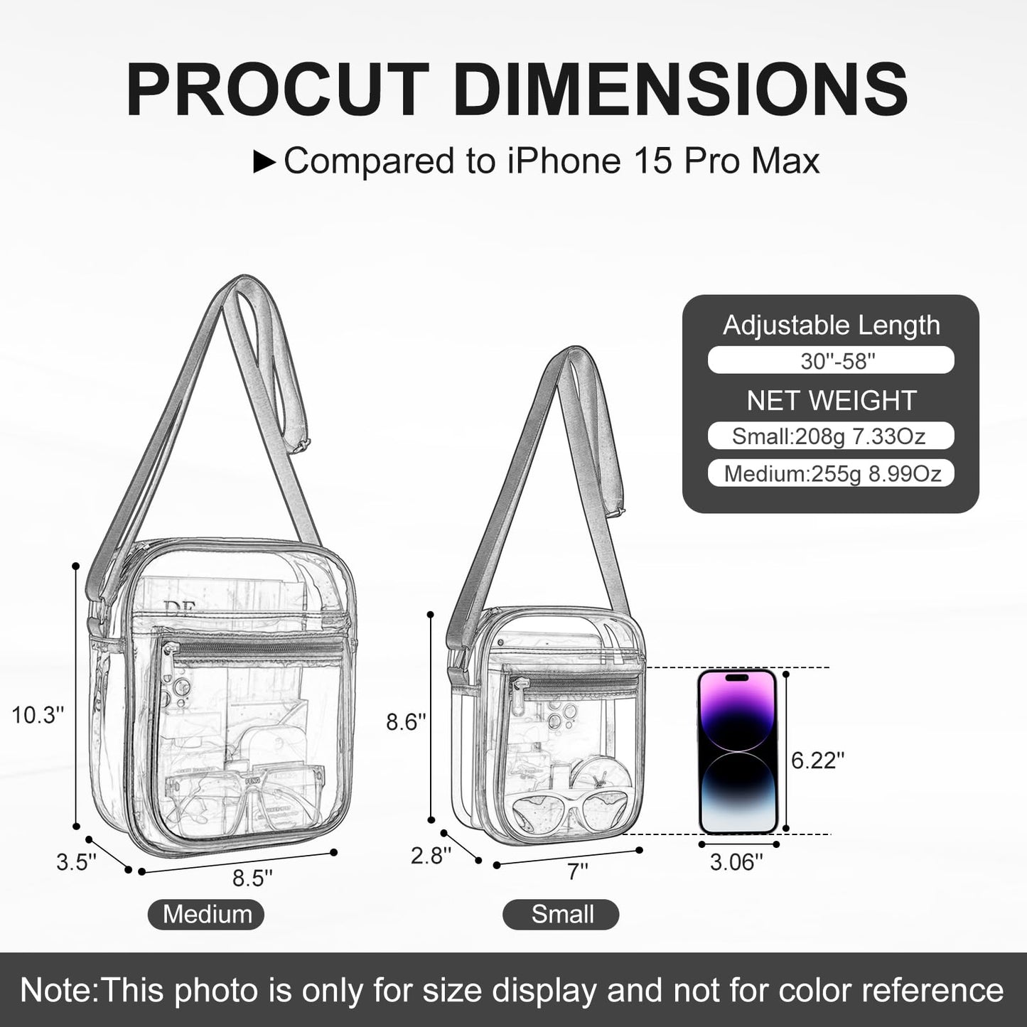 USPECLARE Clear Purse for Stadium Events Clear Messenger Bag for Men and Women