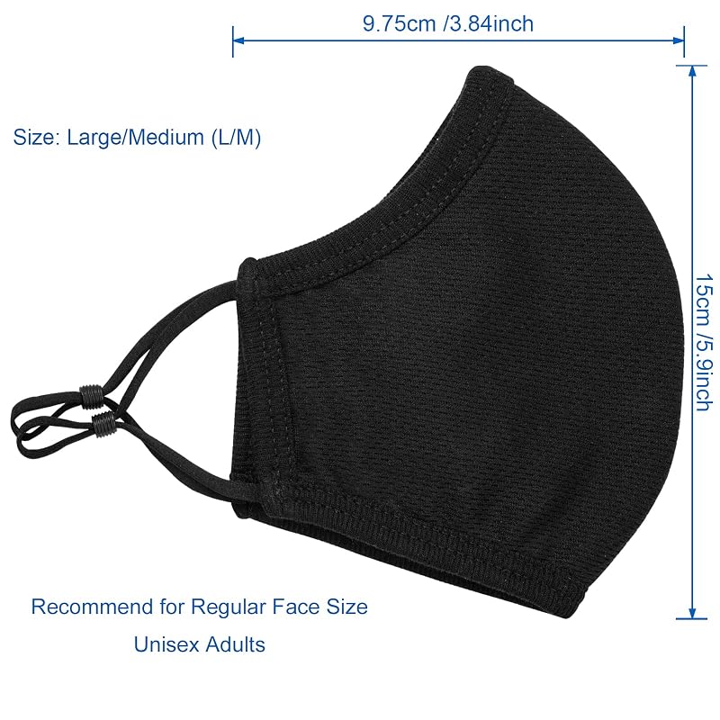 L-Black Adjustable Reusable 3-Ply Cloth Face Mask for Adults – Washable, Breathable Fabric Coverings
