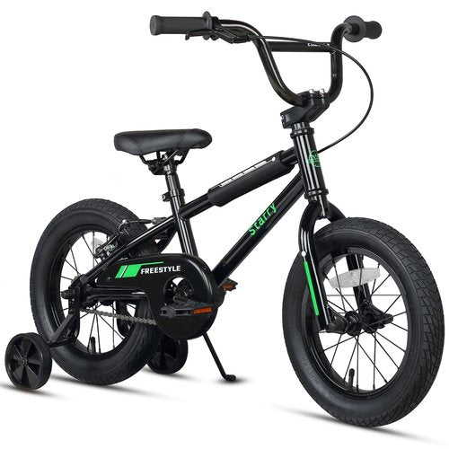cubsala 14 Inch Kids Bike BMX Style Bicycle with Training Wheels Coaster Brake for 3 4 5 Years Old Boys Girls, Black