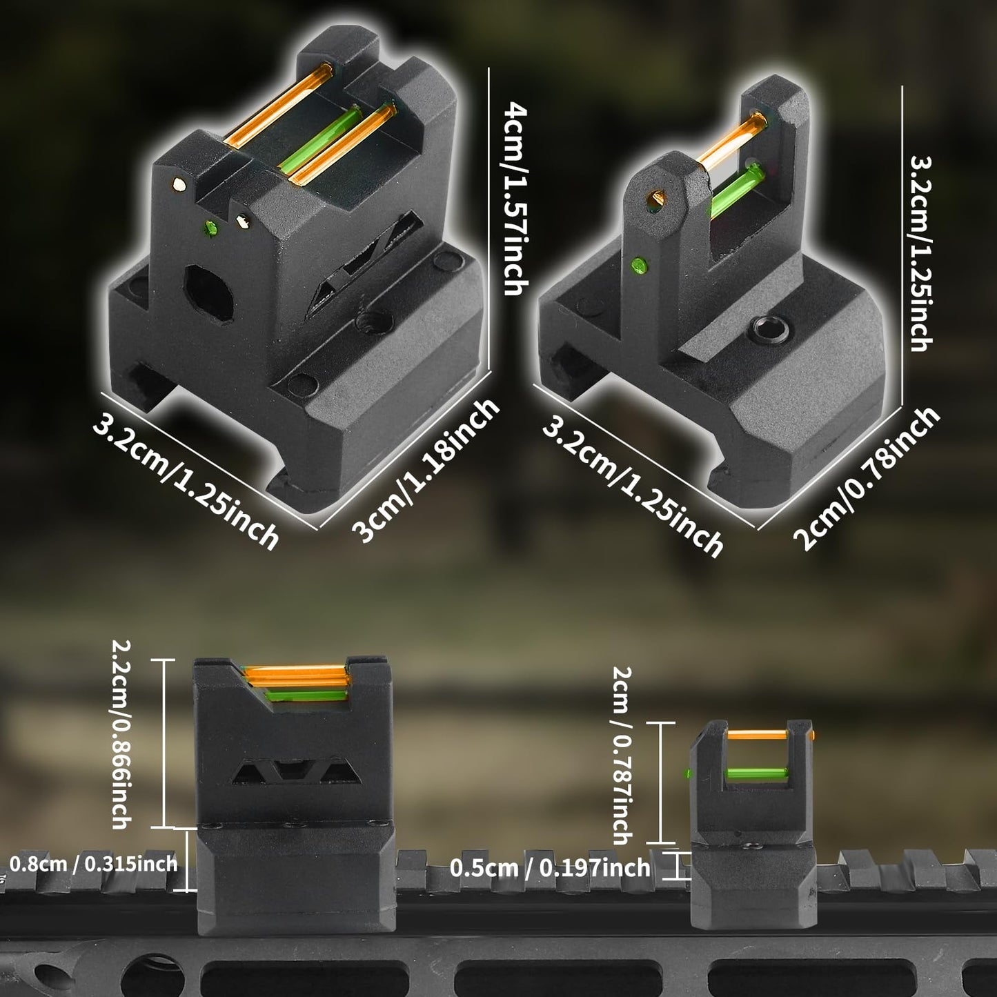 ZBULAR ZR-L3 Multiple Aiming Methods Fiber Optic Front and Rear Sight Fiber Optic Sights