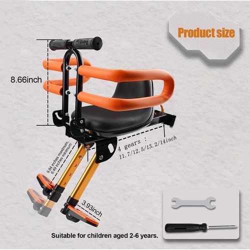 OUSEXI Front Toddler Bike Seat, Retractable Kids Bike Seat Front Mounted with Fence,Suitable for Children 2~6 Years…