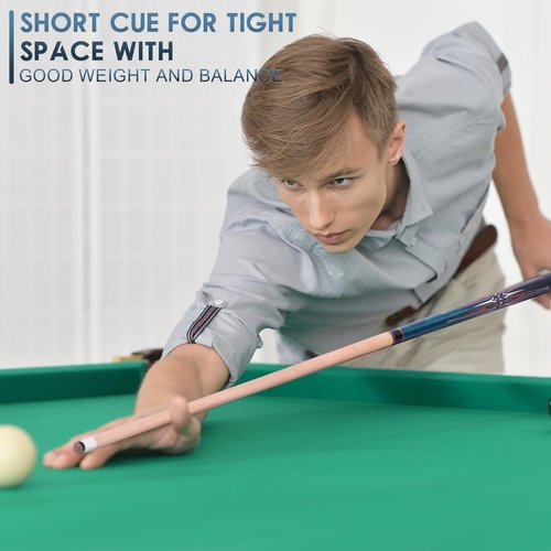 AB Earth 36 Inch/ 42 Inch/ 48 Inch Short Pool Cue Stick for Kids, Canadian Maple Billiard Cues for Tight Spaces, 2024 (Blue 48")