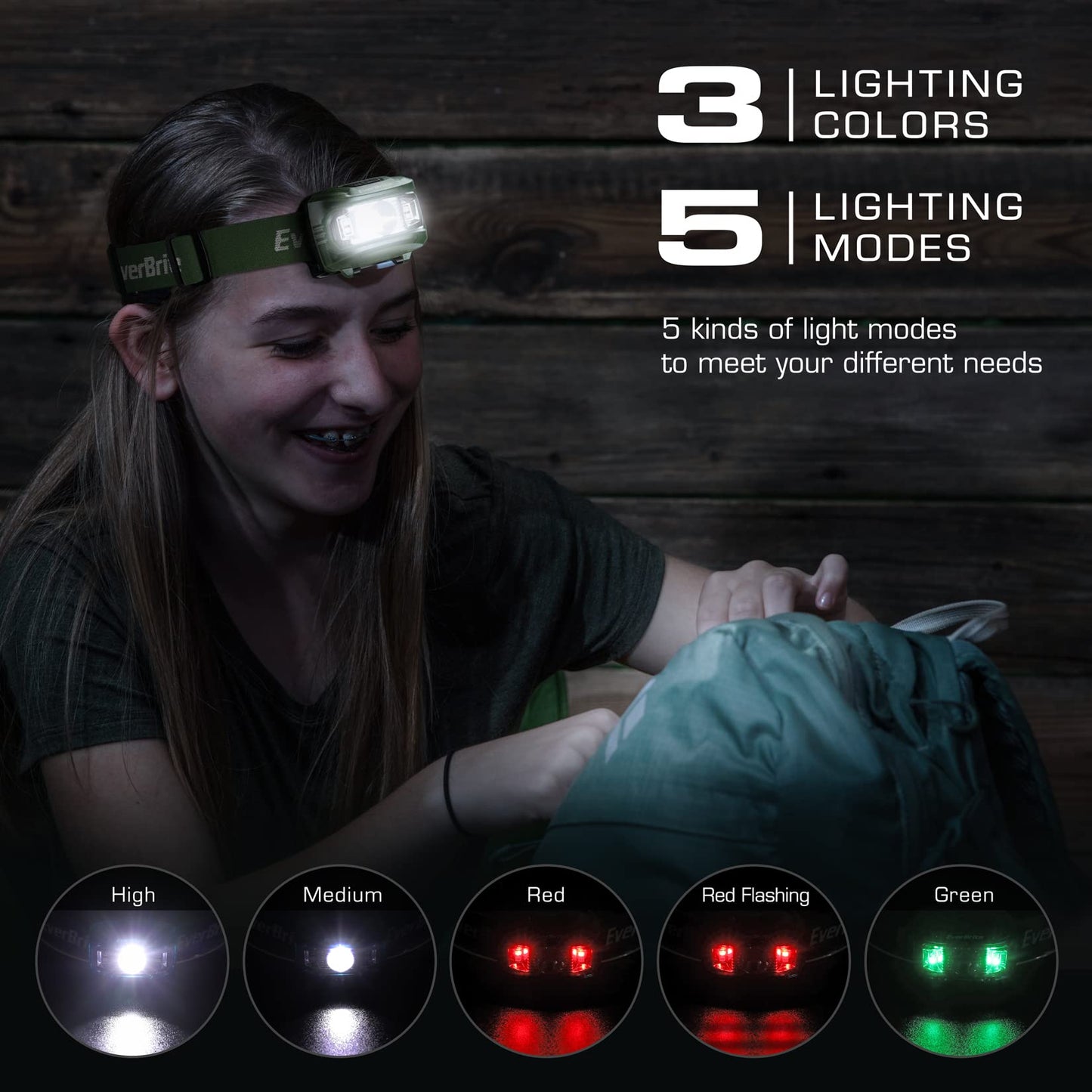 EverBrite Headlamp, 2 Pack Kids Headlamp with Red Light and Memory Function, Head Lamp for Adults and Kids with 5 Modes, Bright Headlamps for Camping, Running, Christmas Gifts, Batteries Included