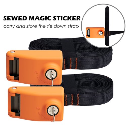 Lovinouse 2025 Upgraded 2 Pack Lockable Tie Down Strap, with 3 Stainless Steel Cables, for Lashing Locking Kayak, Bike, Surfboard, 10 Feet Each