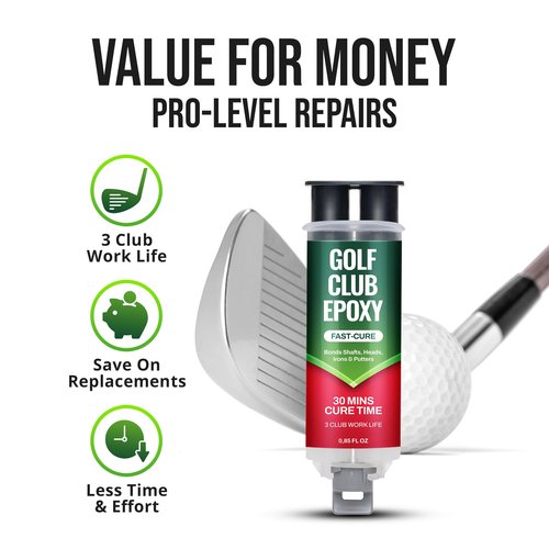 FORTIVO Golf Club Epoxy Fast Cure – 30 Min Epoxy Glue for Golf Club Repair for All Golf Shafts, Heads, Drivers, Putters, and Irons, Works on Graphite & Steel Shafts - 0.85oz
