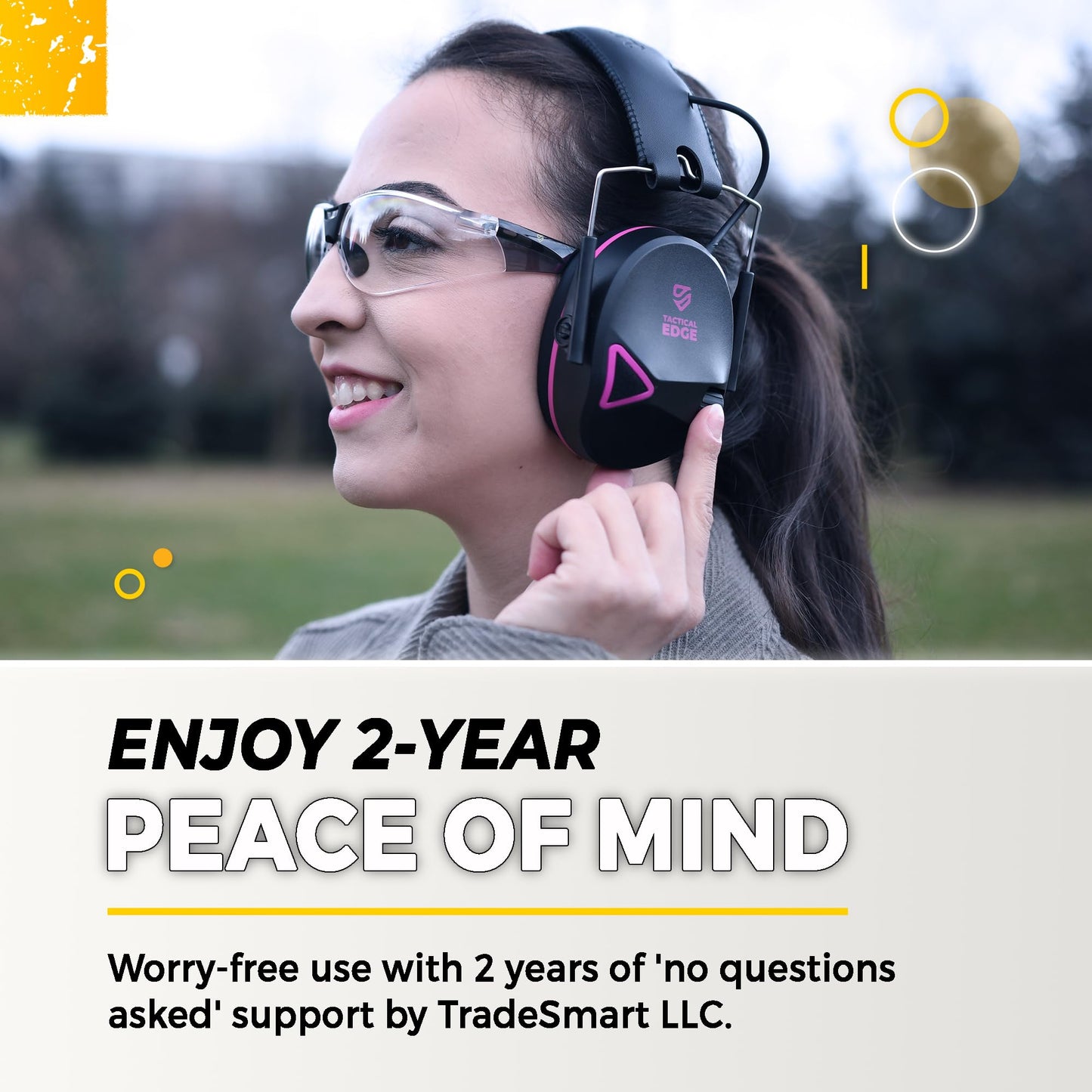 TradeSmart Complete Shooting Eye and Ear Protection: Electronic Earmuffs for Shooting, Range Glasses & Hard Carrying Case