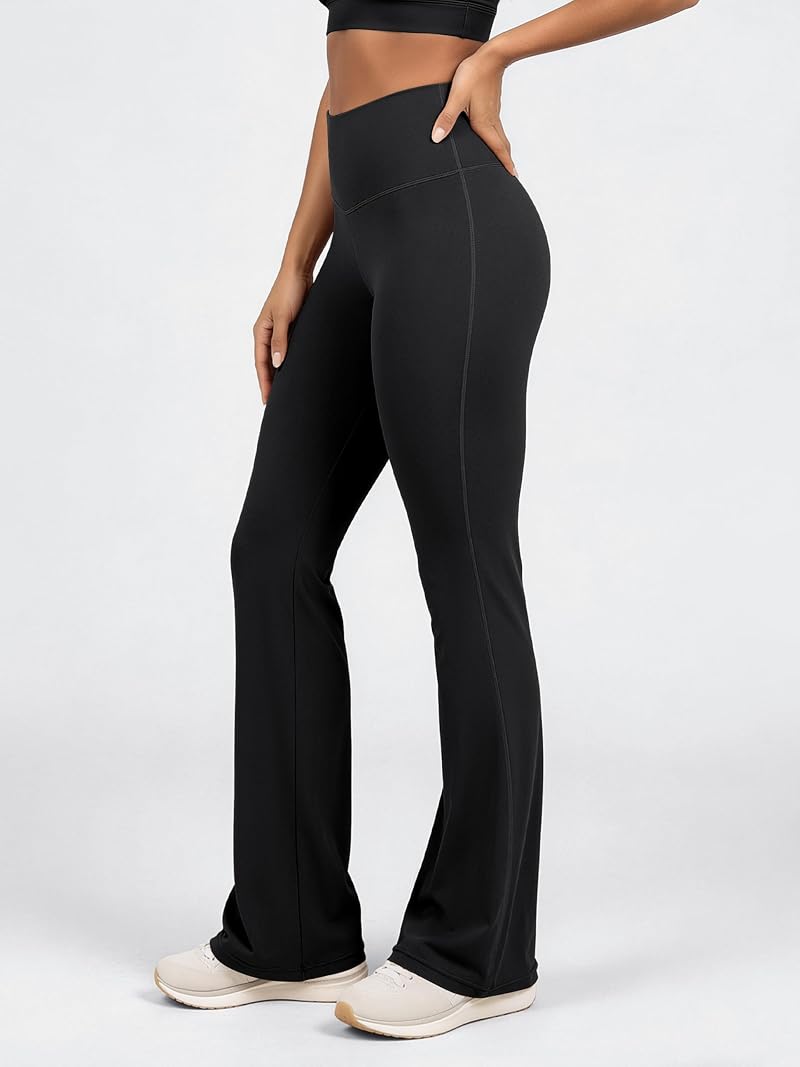 ODODOS 2.0 High Waist Tummy Control Bootcut Yoga Pants with Inner Pocket - Black, 31" Regular