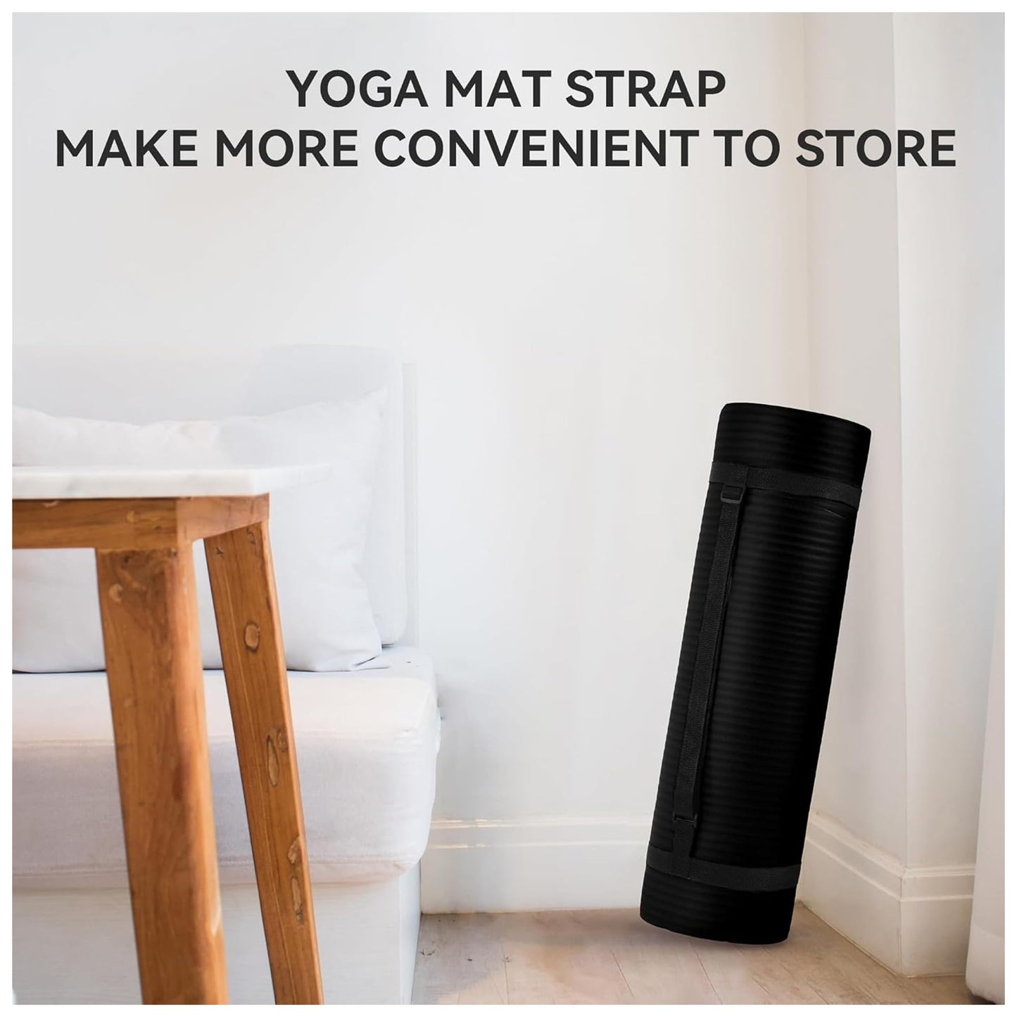 BalanceFrom Fitness GoYoga All Purpose 71x24 Inch Extra Thick 1/2 Inch Anti Tear High Density Slip Resistant Exercise Yoga Mat w/Carrying Strap, Black