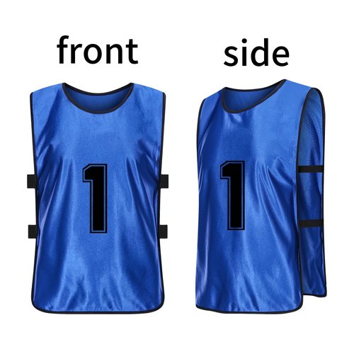 MTTYYD Scrimmage Training Vest Team Sports Pinnies Reversible Numbered Soccer Team Pennies Kids Youth Adult Jerseys (24 Pack) L-Red,Blue
