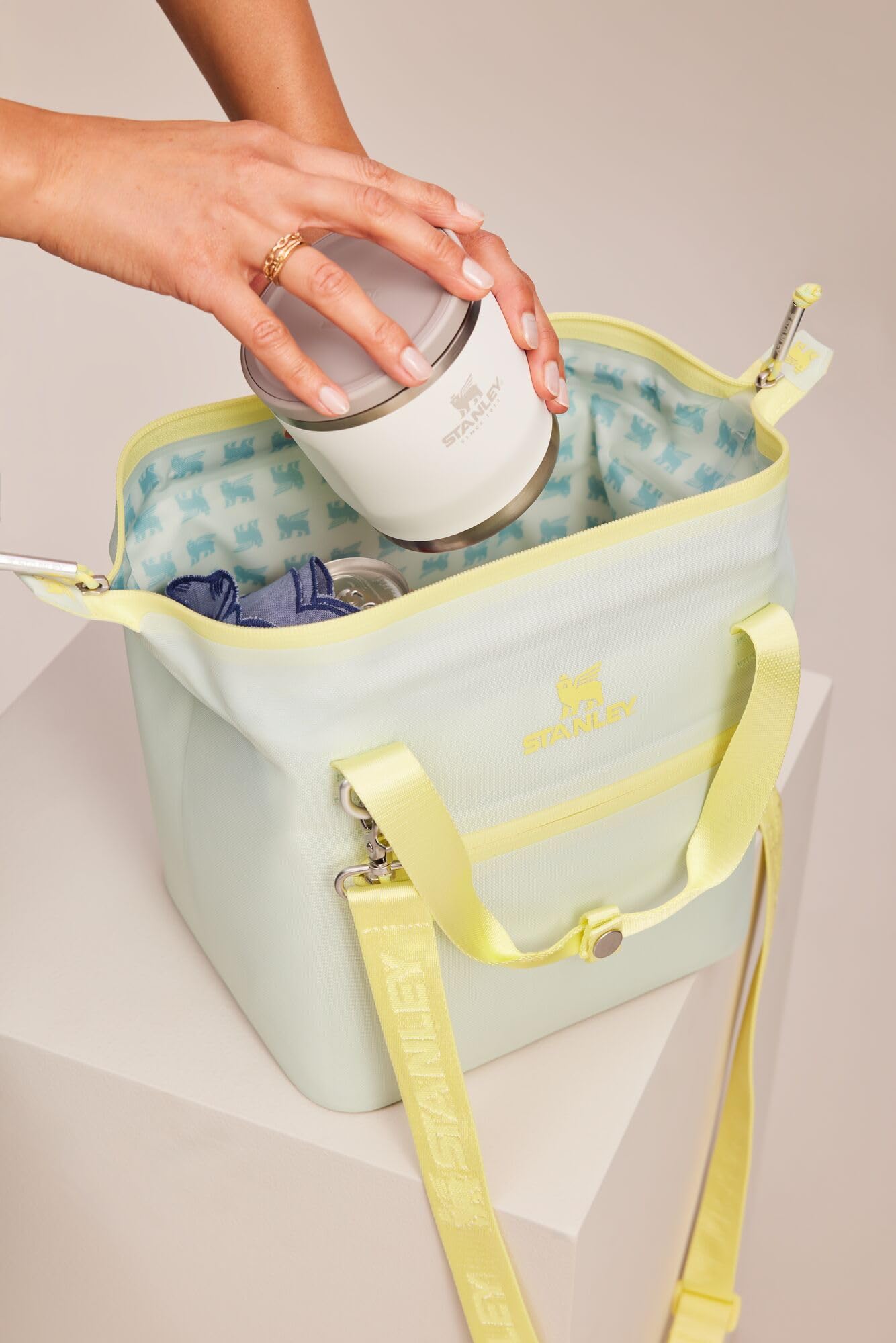 STANLEY All Day Julienne Mini Soft Cooler Bag and Lunch Box 7.4 Quarts | 10 Can Cooler with Handles and Strap | Stays Cold for Hours | Insulated Travel Bag with Zipper | BPA-Free | Azure