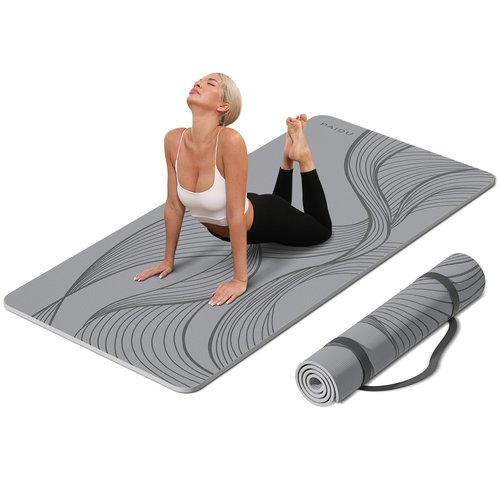 PAIDU Large Yoga Mat-72’x36’x0.4’ Extra Width ＆ Thick,Comfortable,Non-Slip Exercise Mat-Works Great on All Floor for Stretching,Yoga Studio,Gym or Home Workouts (Gray)