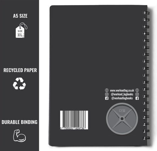 Workout Planner for Daily Fitness Tracking & Goals Setting - A5 Size, 6” x 8”, Charcoal Gray - Men & Women Personal Home & Gym Training Diary - Log Book Journal - by Workout Log Gym