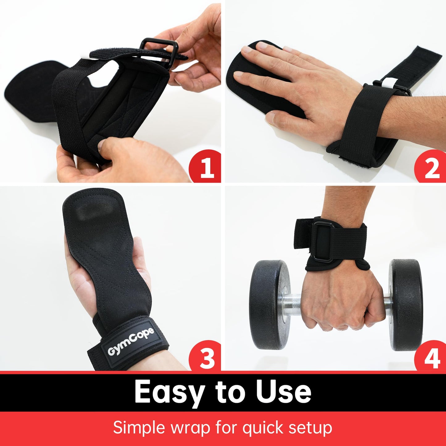 GymCope Lifting Wrist Straps for Weightlifting, Heavy Duty Wrist Straps for Deadlifts, Powerlifting, Bodybuilding and Strength Training, Secure Grip Support for Men Women, 1 Pair Black